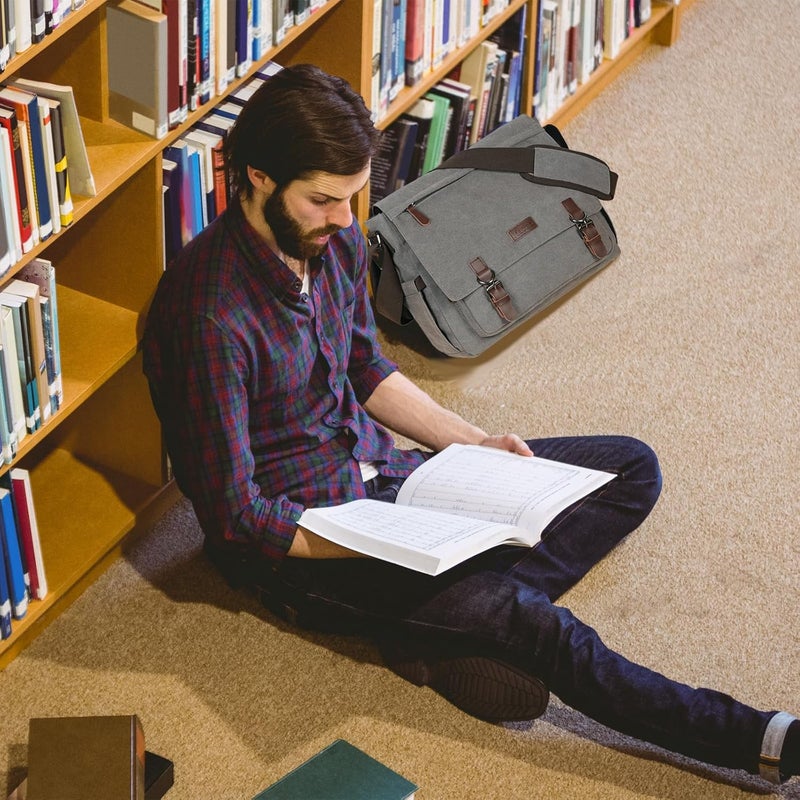 Mactso Canvas Messenger Bag for Men Women,Travel Satchel Shoulder bag 15.6 Inch Laptop Bag briefcase Business - Image 5